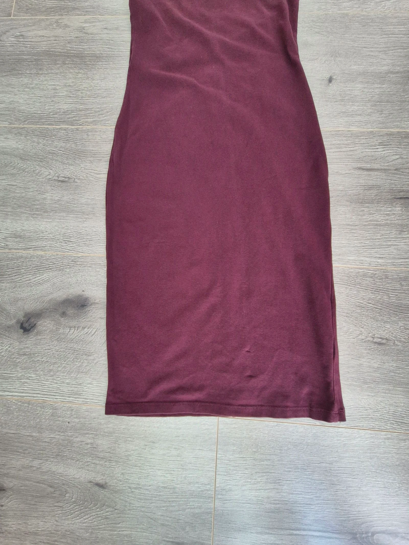 H&M Basic Vestido Midi Bodycon Bordô com Alças | Tamanho P – photo 3